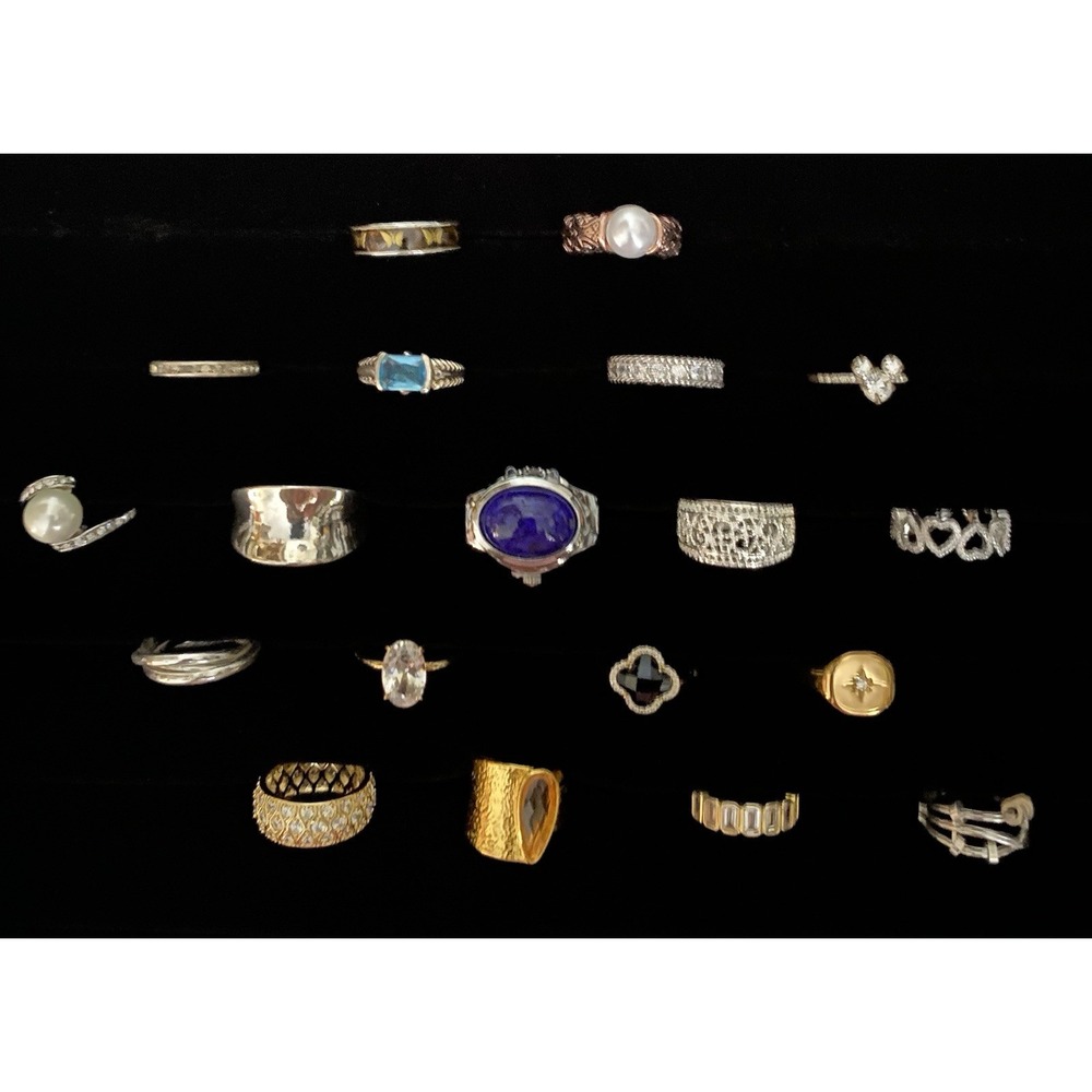 Vintage To Modern Ring Lot Silver Tone Gold Tone Rhinestone Enamel